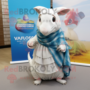 White Armadillo mascot costume character dressed with Cover-up and Scarves