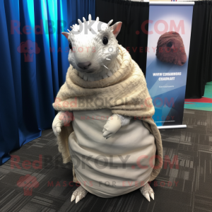 White Armadillo mascot costume character dressed with Cover-up and Scarves