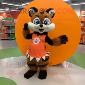 Orange Raccoon mascot costume character dressed with Circle Skirt and Earrings