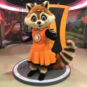 Orange Raccoon mascot costume character dressed with Circle Skirt and Earrings
