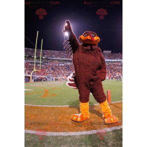 Mascotte de dindon marron et orange - Redbrokoly.com