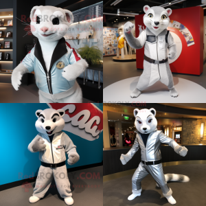 Sølv Weasel maskot kostume...