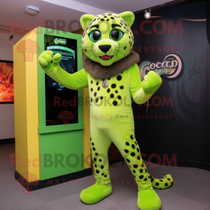 Lime Green Cheetah mascotte...