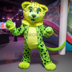 Limegrønn Cheetah maskot...