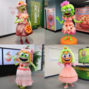 Peach zombie maskot kostume...