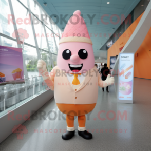 Peach ice cream cone mascot costume character dressed with Suit Jacket and Cufflinks