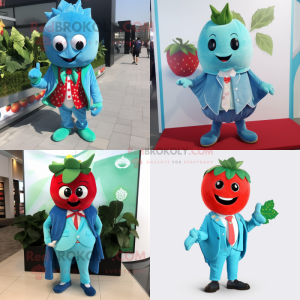 Turquoise Aardbei mascotte...