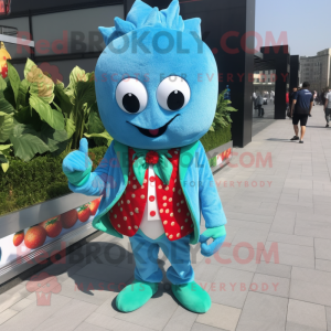 Turquoise Aardbei mascotte...