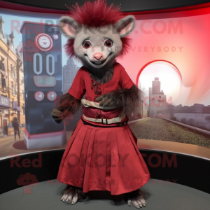 Maroon Aye-Aye maskot...