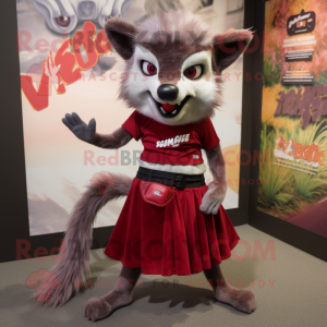 Maroon Aye-Aye mascot costume character dressed with A-Line Skirt and Belts