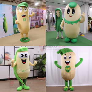 Beige groene bonen mascotte...