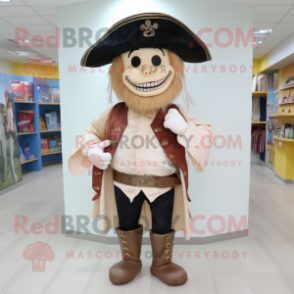 Beige Pirate mascot costume character dressed with Capri Pants and Hat pins