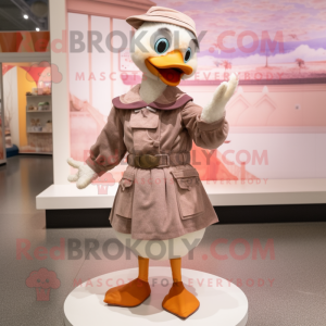 nan Goose mascot costume character dressed with Blouse and Mittens
