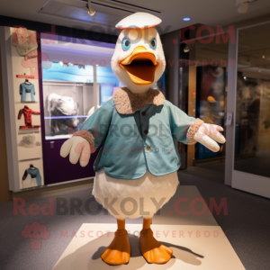 nan Goose mascot costume character dressed with Blouse and Mittens