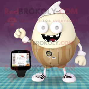 Beige Onion maskot kostume...