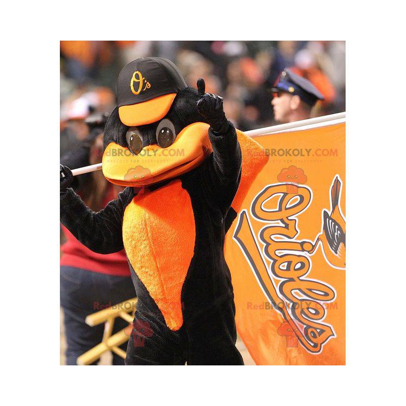 Mascotte di corvo nero e arancione - Redbrokoly.com