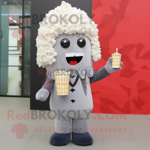 Gray Pop corn mascot costume character dressed with A-Line Dress and Ties