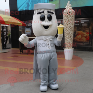 Gray Pop corn mascot costume character dressed with A-Line Dress and Ties