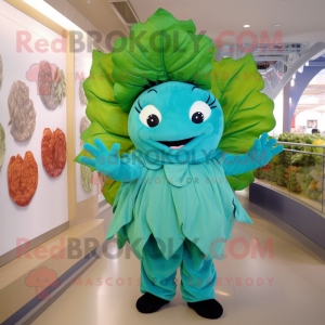 Teal koolblad mascotte...