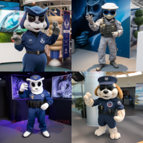 Navy marine recon mascot costume character dressed with Playsuit and Rings