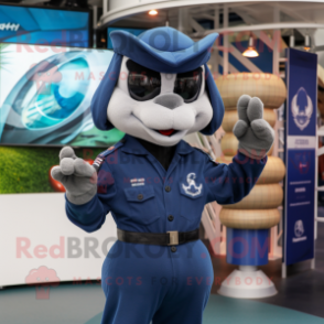 Navy marine recon mascot costume character dressed with Playsuit and Rings