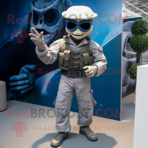 Navy marine recon mascot costume character dressed with Playsuit and Rings