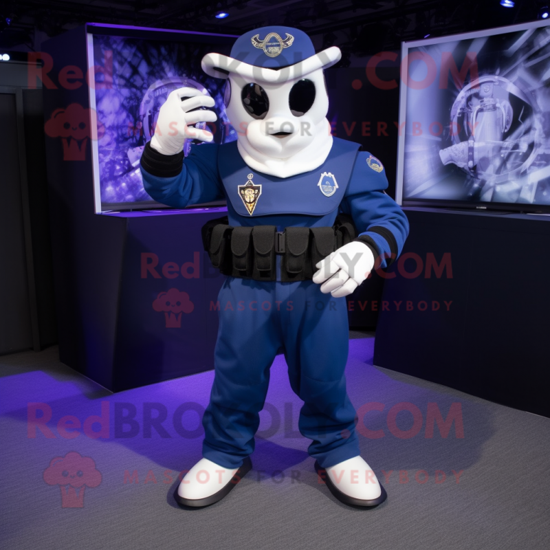 Navy marine recon mascot costume character dressed with Playsuit and Rings