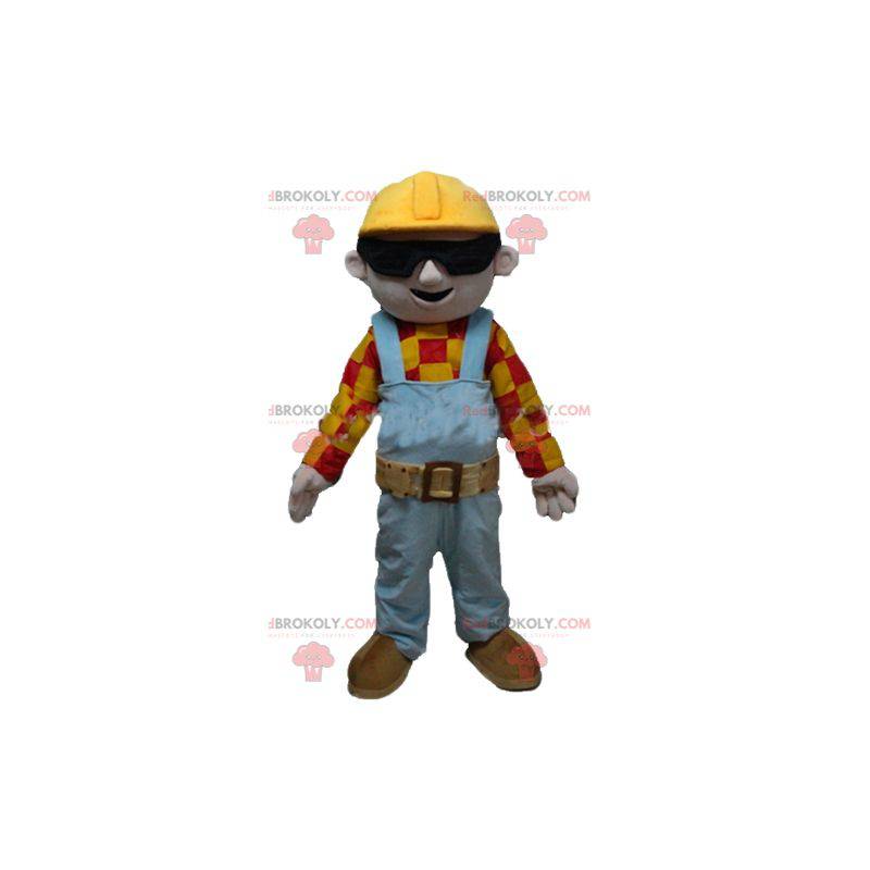 Timmerman werknemer mascotte in kleurrijke outfit -