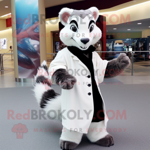 Cream Skunk mascot costume character dressed with Dress Shirt and Wraps