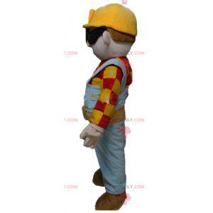 Carpenter worker mascot in colorful outfit - Redbrokoly.com