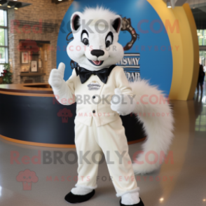 Cream Skunk mascot costume character dressed with Dress Shirt and Wraps