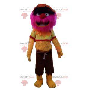 Alles haarige rosa und gelbe Monster Maskottchen -