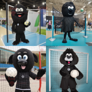 Black volleyball net mascot costume character dressed with Cover-up and Earrings