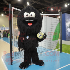 Black volleyball net mascot costume character dressed with Cover-up and Earrings