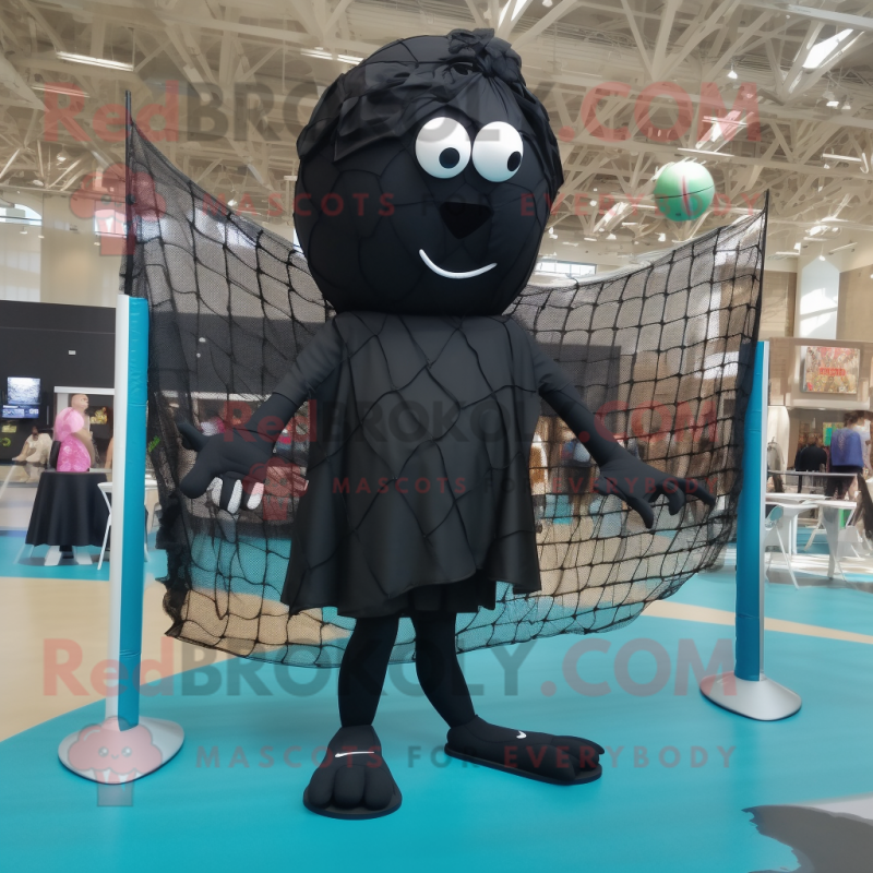 Black volleyball net mascot costume character dressed with Cover-up and Earrings