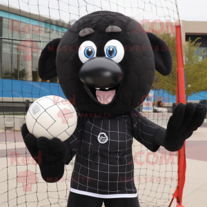 Black volleyball net mascot costume character dressed with Cover-up and Earrings