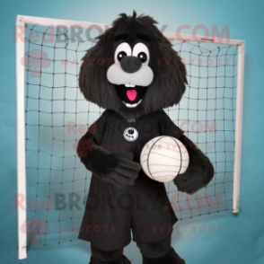 Black volleyball net mascot costume character dressed with Cover-up and Earrings