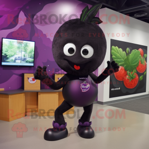 Black Raspberry mascot costume character dressed with Yoga Pants and Ties