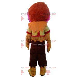 Mascote monstro todo peludo rosa e amarelo - Redbrokoly.com