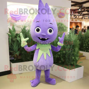 Lavender Celery mascot costume character dressed with Jeggings and Bracelet watches