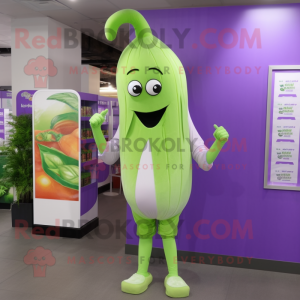 Lavender Celery mascot costume character dressed with Jeggings and Bracelet watches