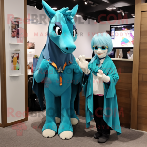 Teal Mare maskot drakt...