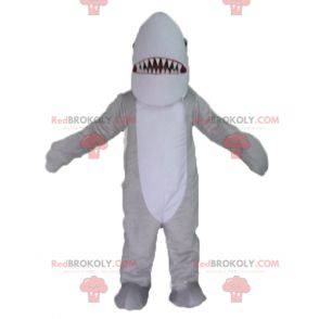 Realistic and impressive gray and white shark mascot -