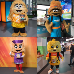 nan Pad Thai mascot costume character dressed with V-Neck Tee and Backpacks