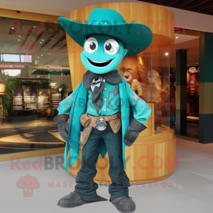 Postava maskota Teal Cowboy...