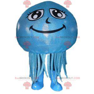 Mascotte di meduse blu gigante e sorridente - Redbrokoly.com