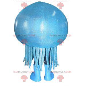 Mascotte di meduse blu gigante e sorridente - Redbrokoly.com