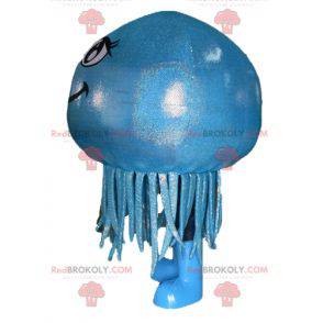Giant and smiling blue jellyfish mascot - Redbrokoly.com