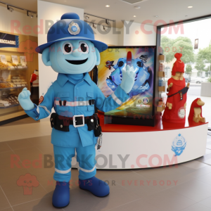 Blauw brandweerman mascotte...