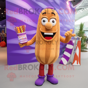 Purple French fries mascot costume character dressed with Swimwear and Wallets